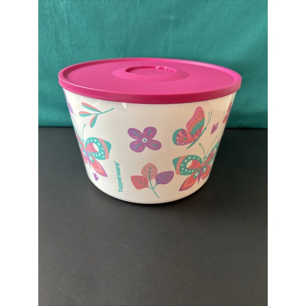 Tupperware Ilumina Butterfly Bowl 28 Cup /6.6L Butterflies Flowers click